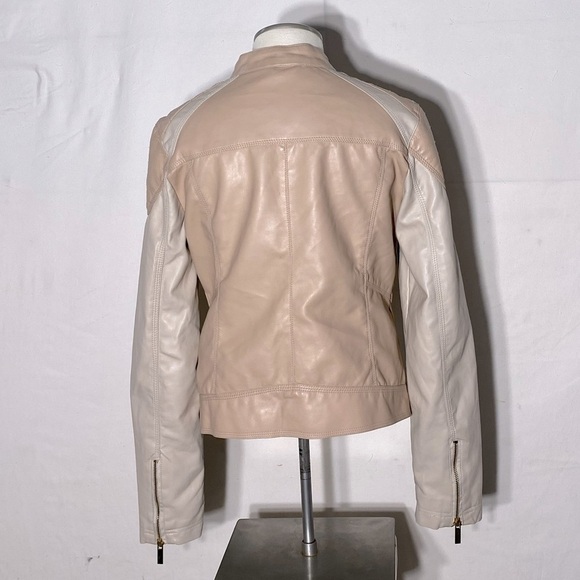 Buffalo Ivory Blush Beige Faux Leather Moto Style Jacket M - Picture 4 of 14